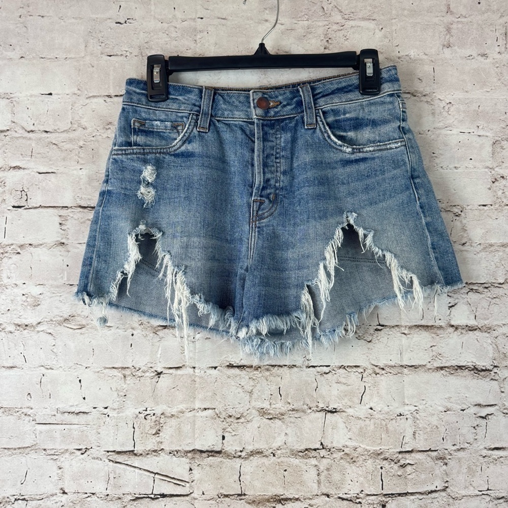 J Brand Women's Size 26 Gracie High Rise Denim Jean Shorts Distressed Cut Off